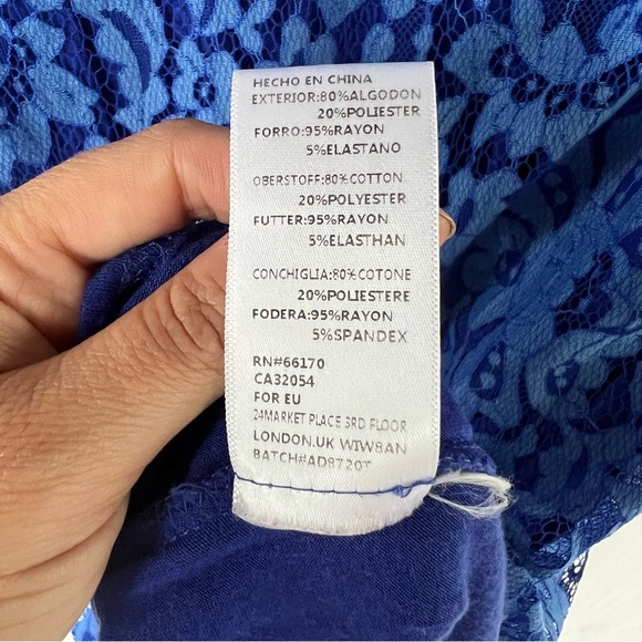 Anthropologie HD in Paris Overture Lace Dress Blue Shift Size Small - Picture 10 of 10